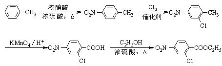 较强,毒性较低,以甲苯为初始原料的合成氯普鲁卡因盐酸盐的路线如下