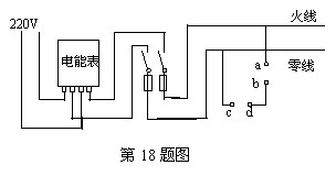 如图所示,是张宁家的照明电路图,电能表上标有"220v;10a"的字样,他家