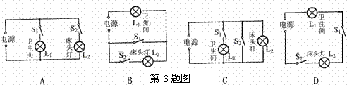 关于小明家的日光灯与床头灯此时的连接电路图是)