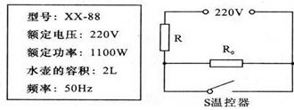 有一种xx一88型号电水壶的铭牌如下表,图l5是电水壶的电路图,r为加热