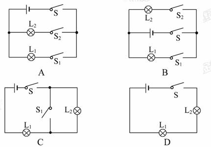 如图所示的四个电路图中,各开关都闭合后,灯泡l1与l2