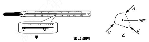 体温计的量程是,图甲中体温计的示数是