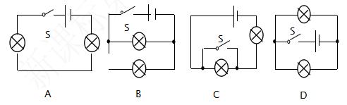 图所示的四个电路中开关s闭合后两个灯泡属于串联的是
