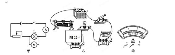 在测量额定电压为3.8V的小灯泡电功率的实验中,小玫设计了如图甲所示的实验电路图,并连接了部分实物图,如图乙所示。 (1)请帮助小玫将实物电路连接完整。 (2)连接完实物电路后,小玫闭合开关,发现小灯泡一闪,灯丝就断了。请分析电路出现故障的可能原因:______________________。 (3)故障排除后,小玫调节滑动变阻器,当电压表示数为______V时,小灯泡正常发光,此时电流表的示数如图丙所示,电流表的示数为______A,则小灯泡的额定功率为______W。
