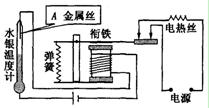 其工作原理是,接通工作电路后,电热丝加热,箱内温度升高,当箱内温度